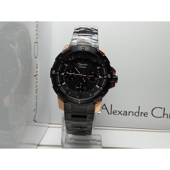 Jam Tangan Wanita Alexandre Christie AC6410BF Multifunction Black Rose