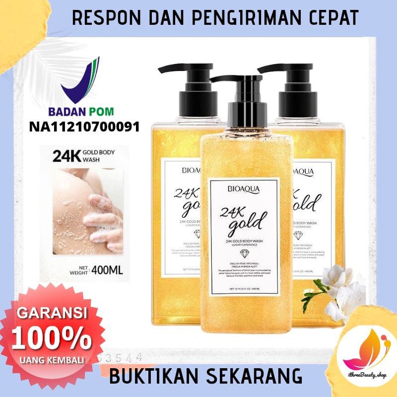 BIOAQUA 24 K Gold BODY WASH [ 𝗕𝗣𝗢𝗠 ] Sabun mandi 24 K