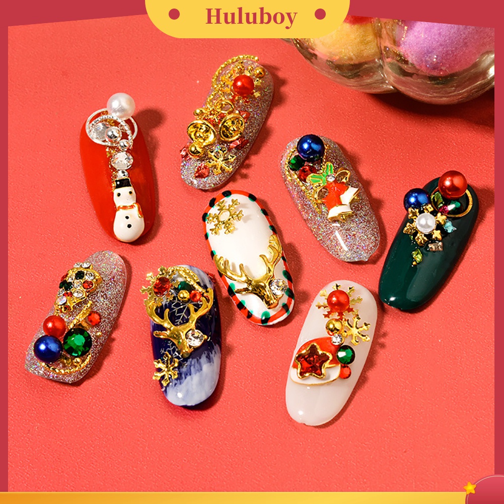 Huluboy Huluboy♡ Dekorasi Nail Art Bentuk Kepingan Salju Natal Bahan Alloy