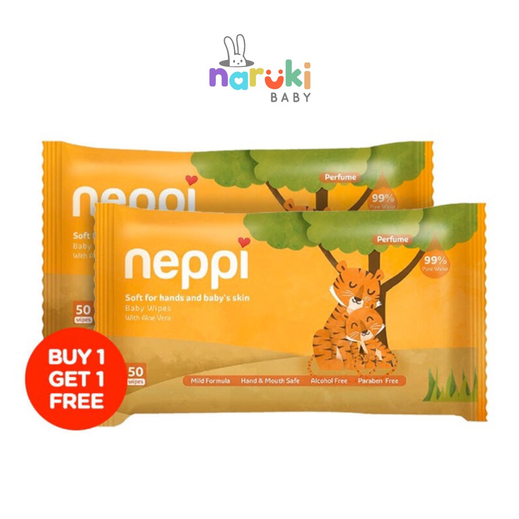 Tisu Basah Neppi Baby Wipes 50's Buy 1 Get 1