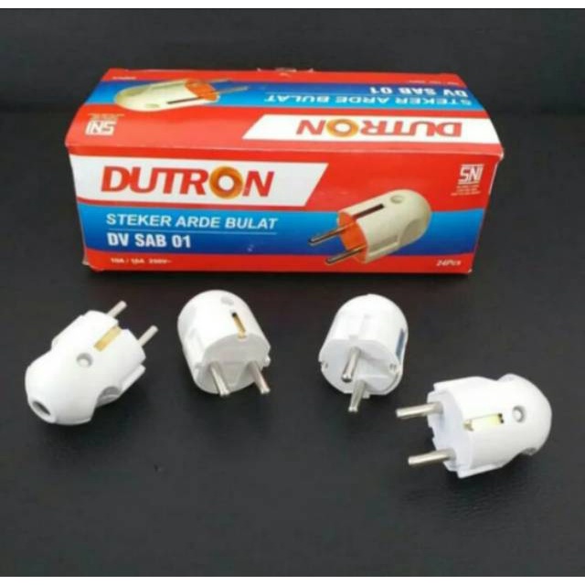 Dutron ,  SAB01 ,  Steker Bulat Colokan Arde Pin Kuningan Dutron