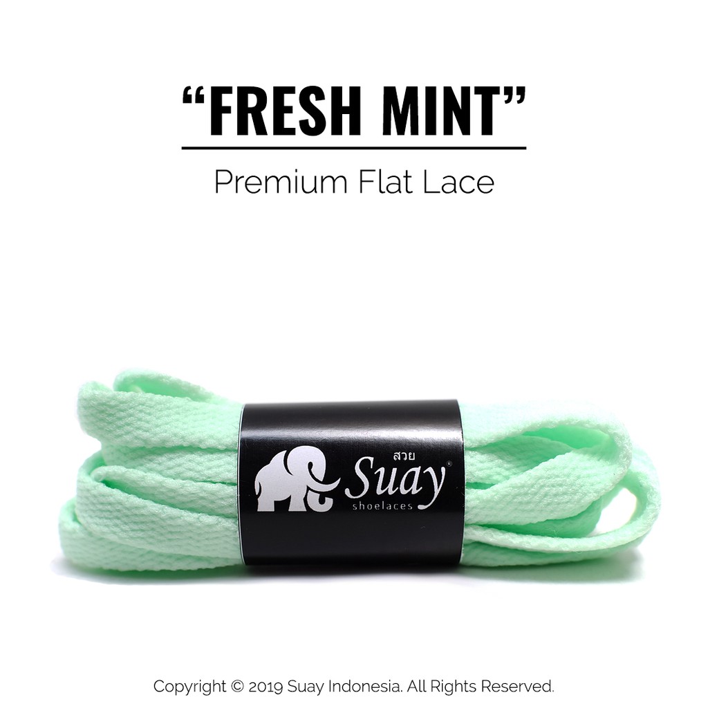 TALI SEPATU Sneaker Warna Warni Gepeng (FLAT) Panjang 115cm Suay Premium Shoelace SURABAYA-Fresh Mint
