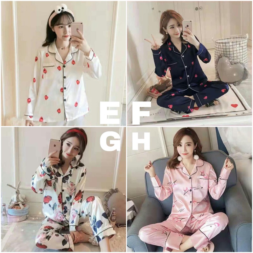 Piyama satin import / baju tidur wanita / satin / pyjamas import / baju tidur satin pp