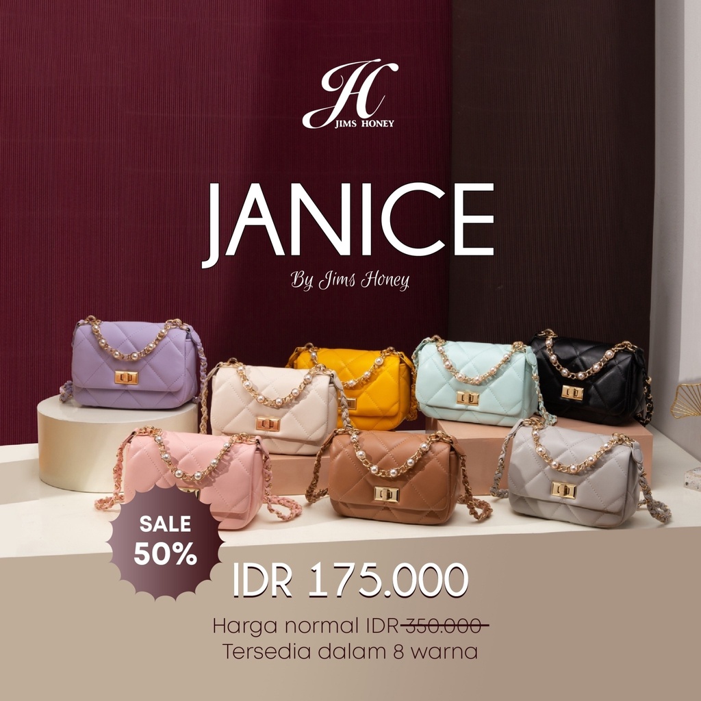 Jims Honey Janice Bag Tas Jinjing Selempang Kecil Pesta Wanita Cewek Fashion Korea Kasual Keren Import Jimshoney Murah