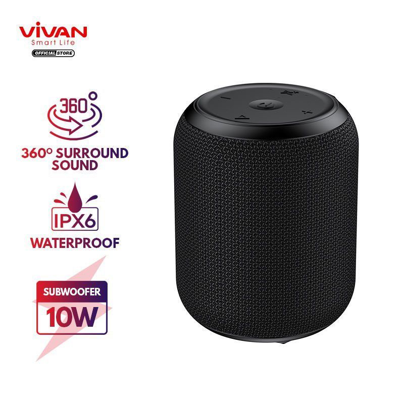 SPEAKER PORTABLE BLUETOOTH 5.0 TWS VIVAN VS12 SURROUND SOUND 360°10W Waterproof IPX6 - ORIGINAL