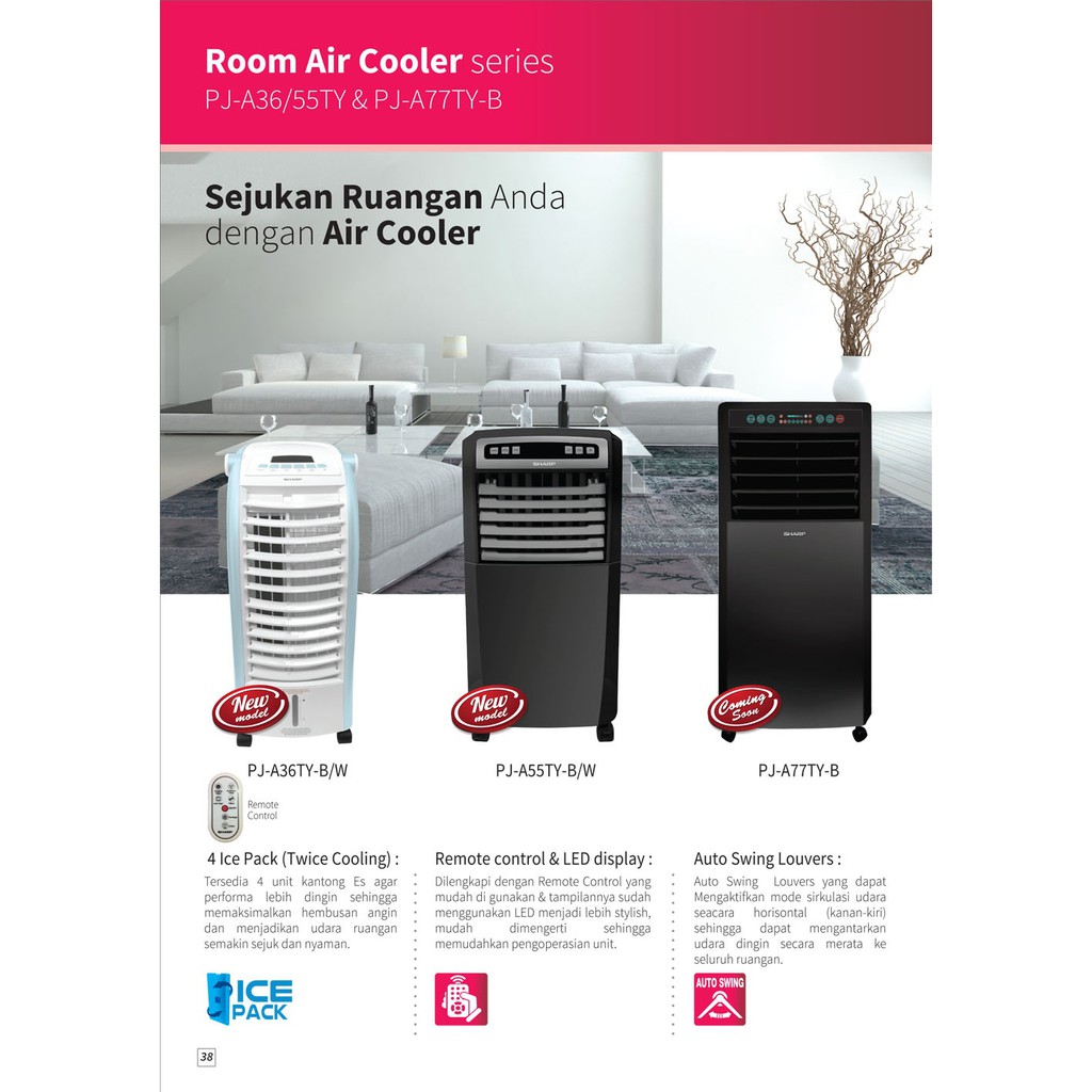 SHARP Air Cooler PJ-A36 TY Penyejuk Ruangan AC Portable