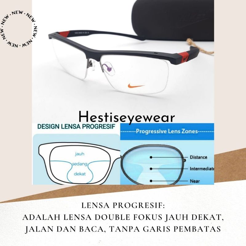 (New Arrival)✅ Frame Premium Nike + Lensa Progresif | Kacamata Jauh Dekat | Kacamata Baca Dan Jalan