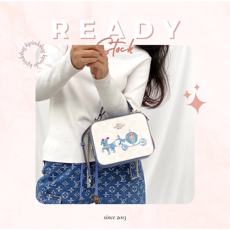 Coach x disney crossbody box in signature with cinderella