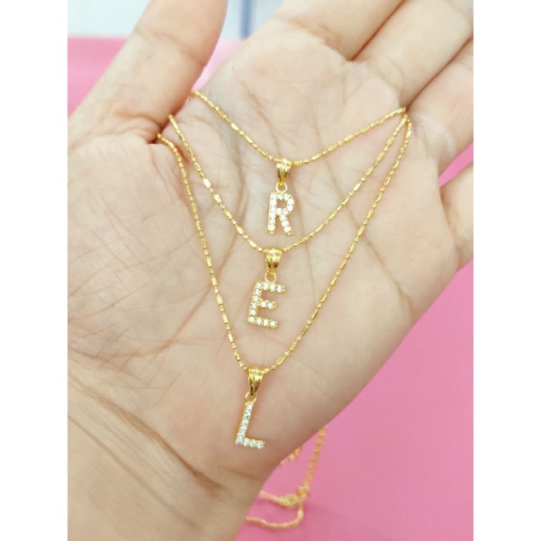 KALUNG INISIAL/HURUF PERAK 925 LAPIS EMAS 24K