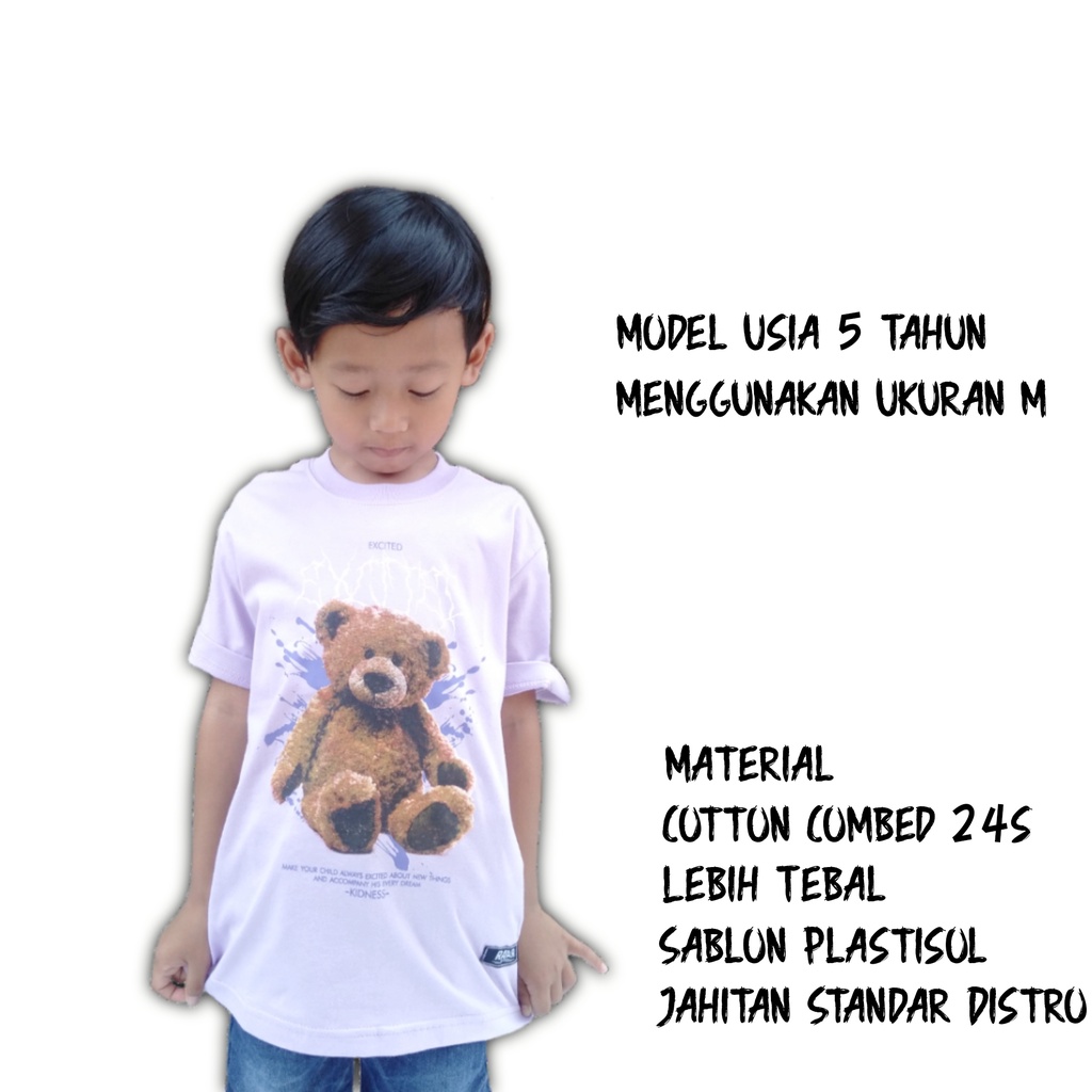 Raarkids Baju Kaos Distro Anak Laki Laki Atasan Anak Perempuan Motif Teddy Bear Umur 2 11 Tahun Karakter Boneka Beruang Tedy