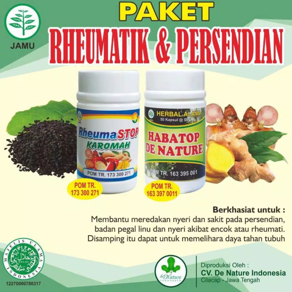 

Obat Herbal Rheumatik dan persendian, pengapuran tulang, radang sendi, encok pegal linu