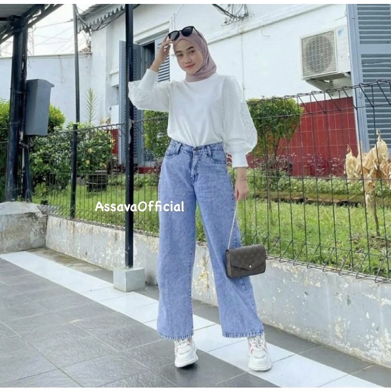 CELANA KULOT JEANS WANITA SNOW LOOSE PREMIUM - CELANA BOYFRIEND JEANS SNOW WANITA - CELANA JEANS WANITA CELANA KULOT BOYFRIEND JINS WANITA SNOW BLACK - SNOW BLUE KEKINIAN