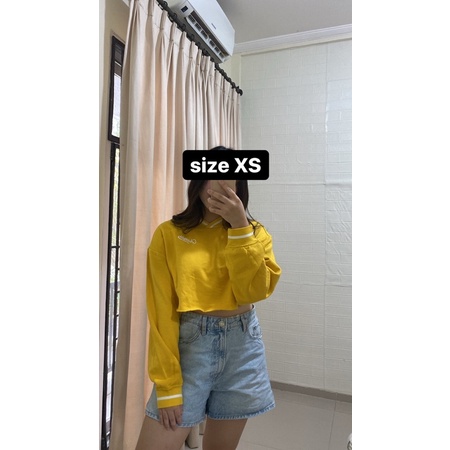 H* Cropped Sweatshirt Yellow &amp; Navy