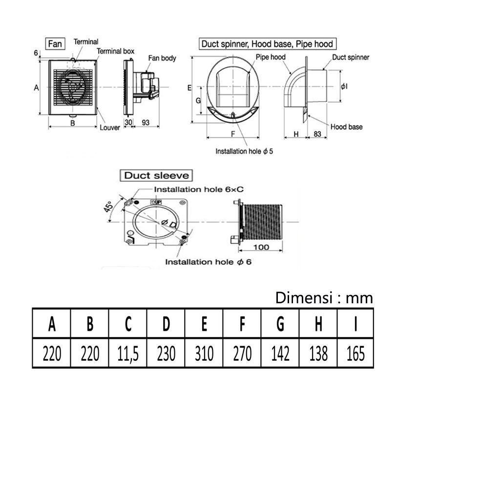 KDK 15EGKA Wall Mount Exhaust Fan 6 Inch KDK 15-EGKA Dinding