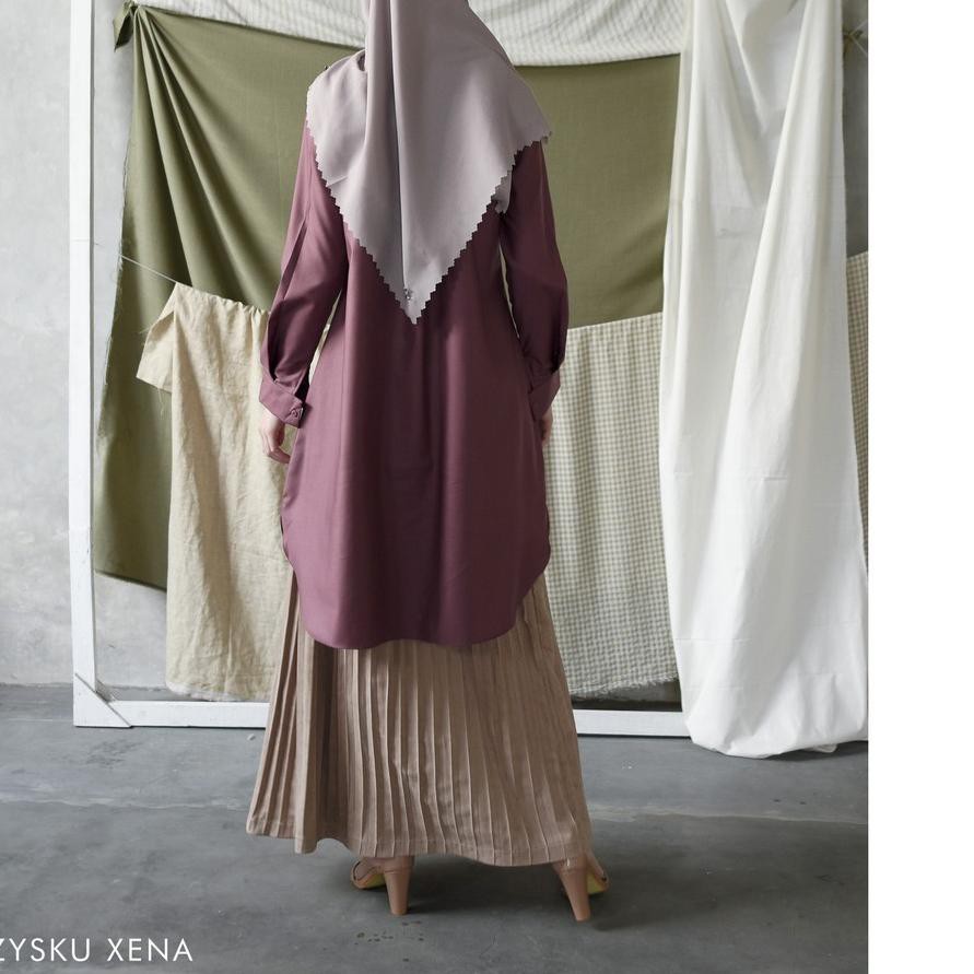 [ Terbaru ] 9PS Basic Long Shirt - Plum | Zysku Xena .