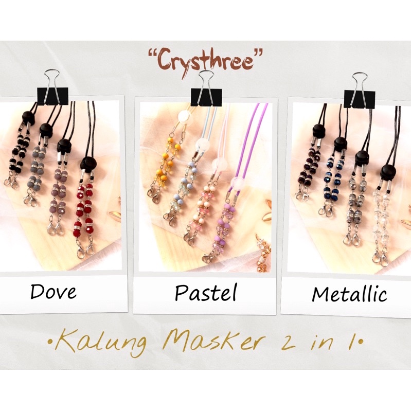 (2 Fungsi) Tali & Konektor Masker “Crysthree” | Kalung Masker