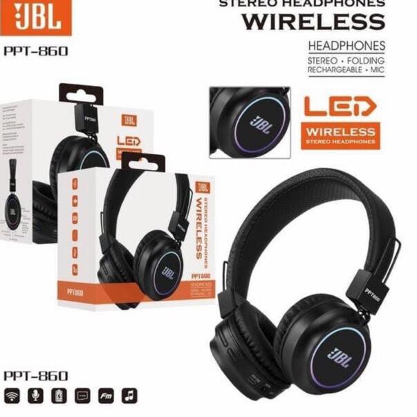 sm Hf Earphone Headset Bando JBL Wireless Bluetooth PPT-860 LED MER