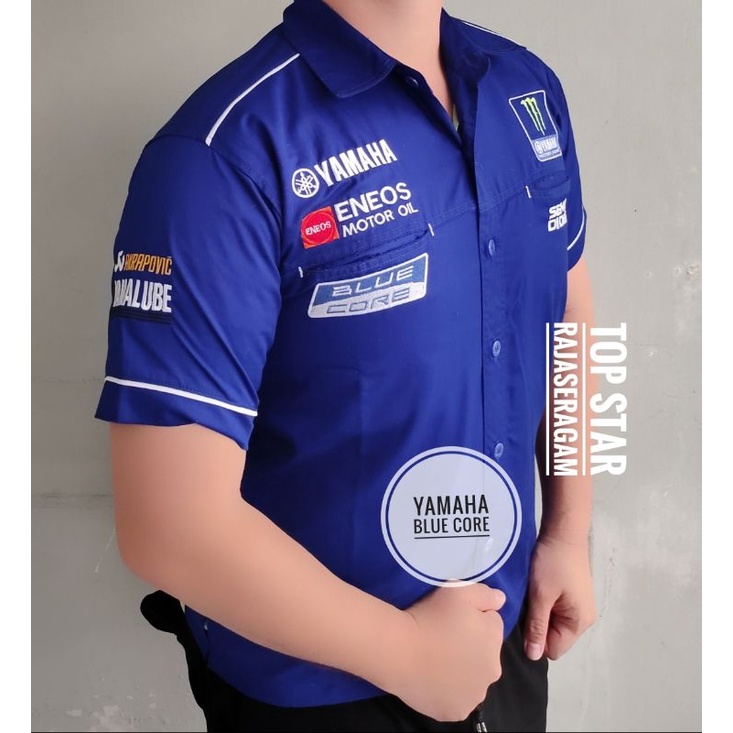 Baju Seragam Otomotif Yamaha Blue Core Moto GP Kemeja Bordir F1