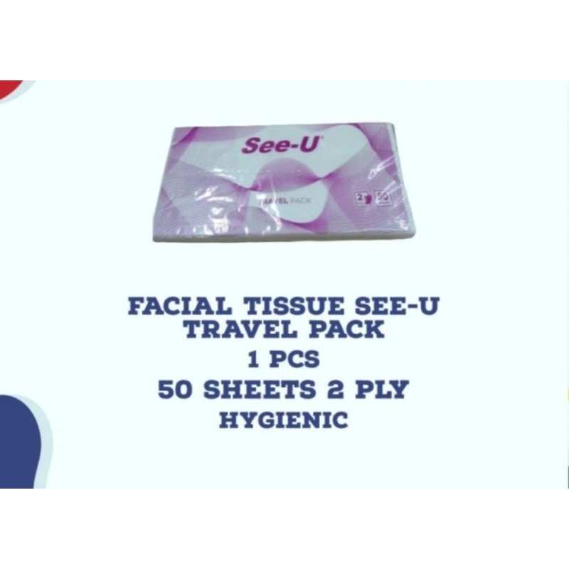Facial Tissue See-U Travel Pack 50 Sheets 2 ply
