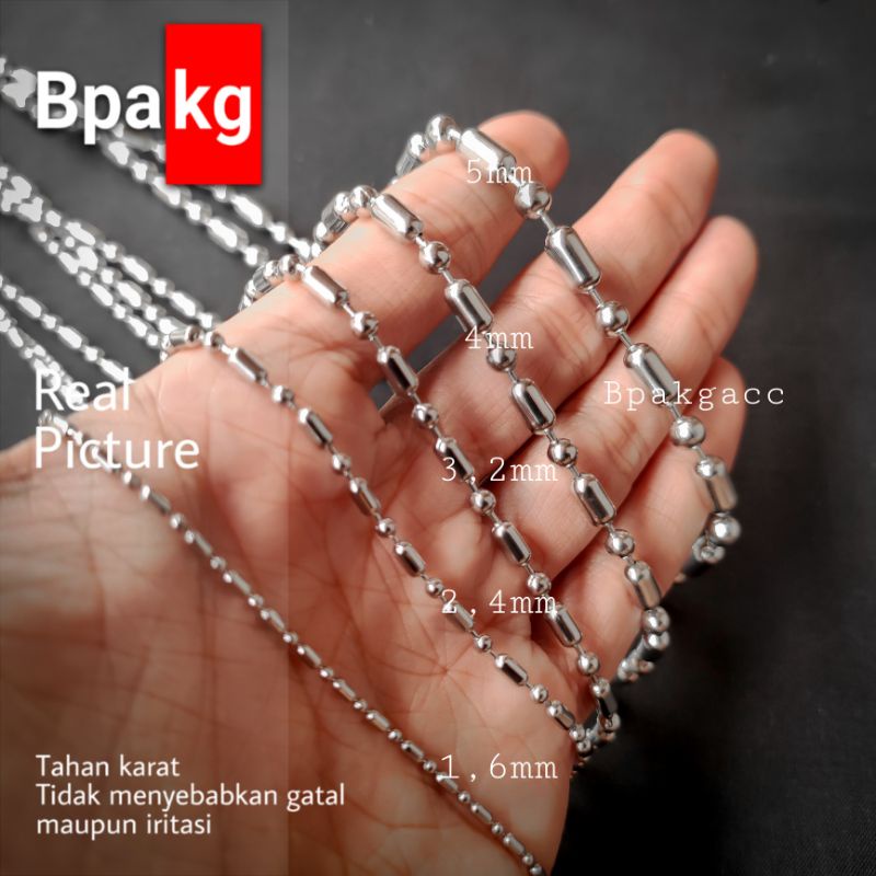 FAVORIT Kalung mci bulat tabung # kalung monel besi putih asli anti karat silver tali pendant wanita