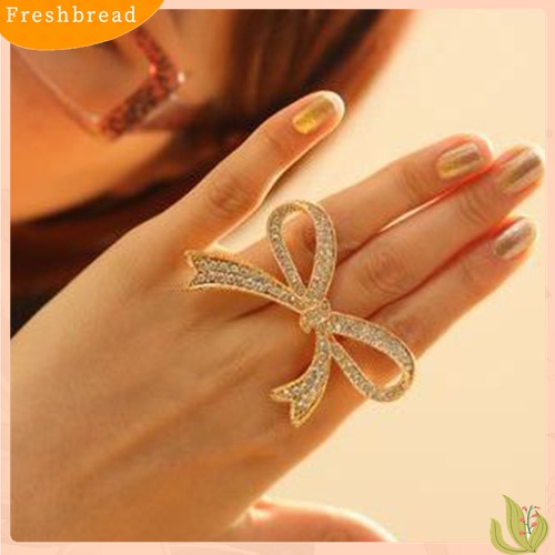 Fresh| Cincin Knuckle Wanita Desain Pita Besar Hias Berlian Imitasi Berkilau Untuk Hadiah