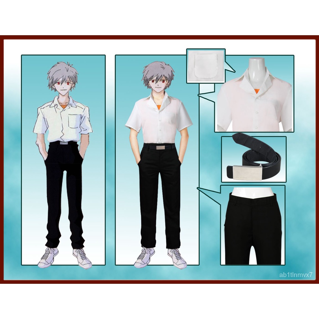 EVA Ikari Shinji Cosplay Costume Kaworu Nagisa School Uniform Men Evangelion