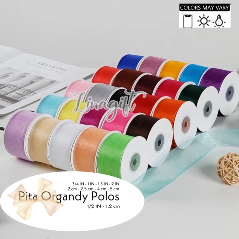 ( Rol 20 Yard ) SILK ORGANDY GIFT RIBBON 40MM 1.5 IN ( 4 CM ) - PITA KADO ORGANDI POLOS