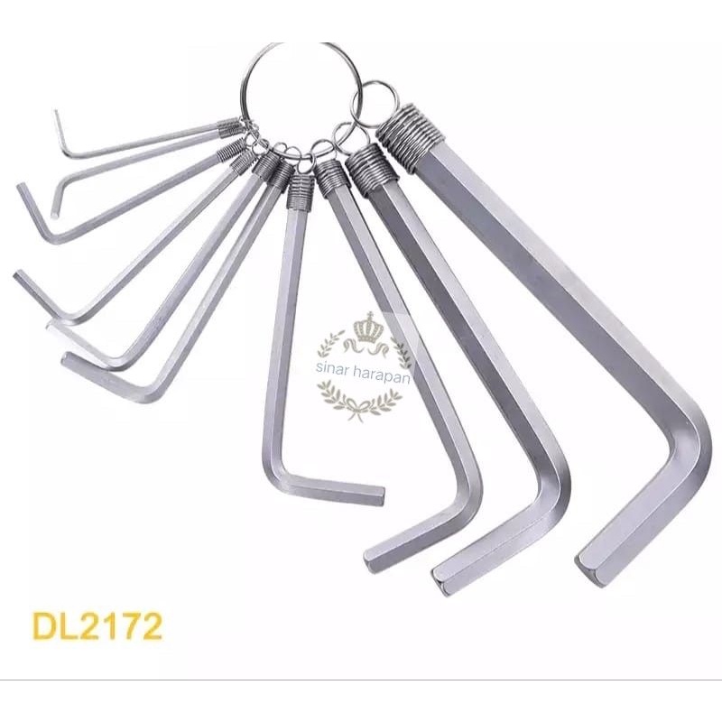 KUNCI L SET 10 PCS PLAT HEX HEXAGONAL KEY WRENCH CHROME 10PCS SHORT LONG PENDEK PANJANG