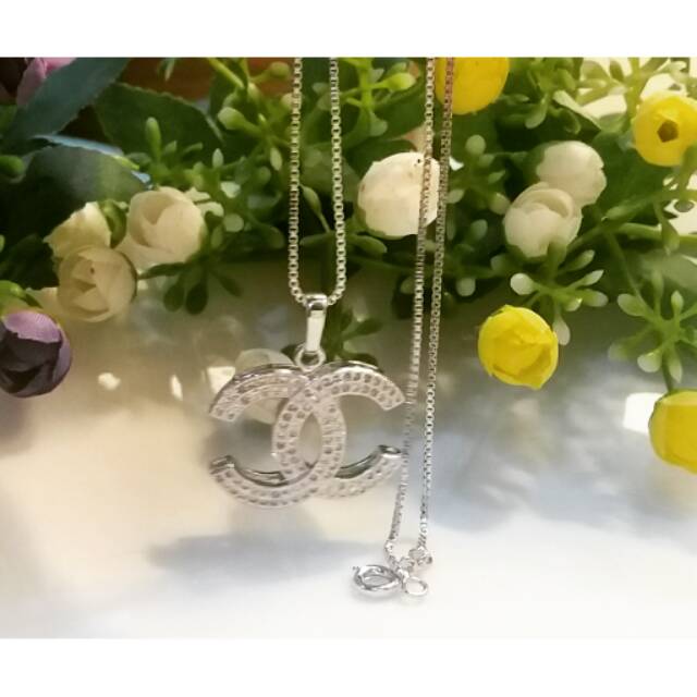 set kalung liontin chanel lapis emas 22k silver
