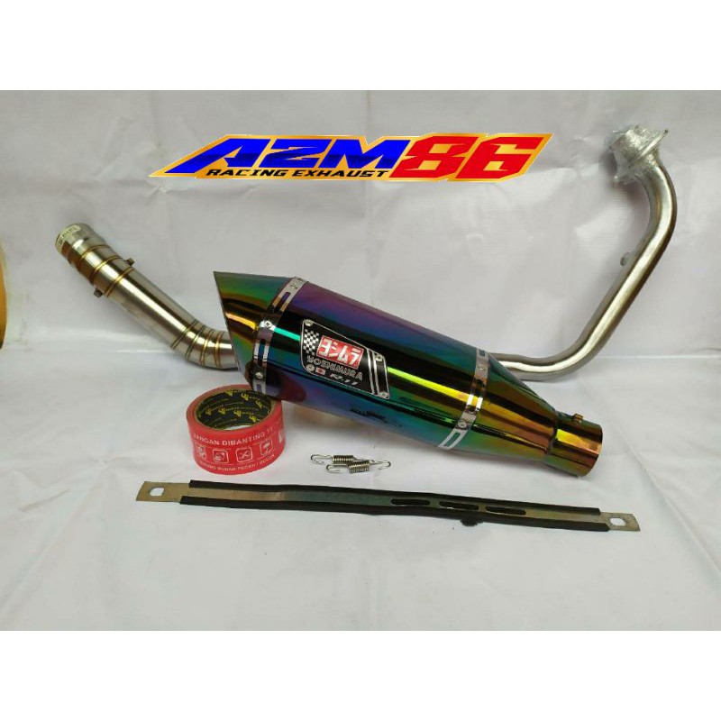 knalpot Yoshimura 2 lubang pelangi & carbon Vixion GSX R15 all matic