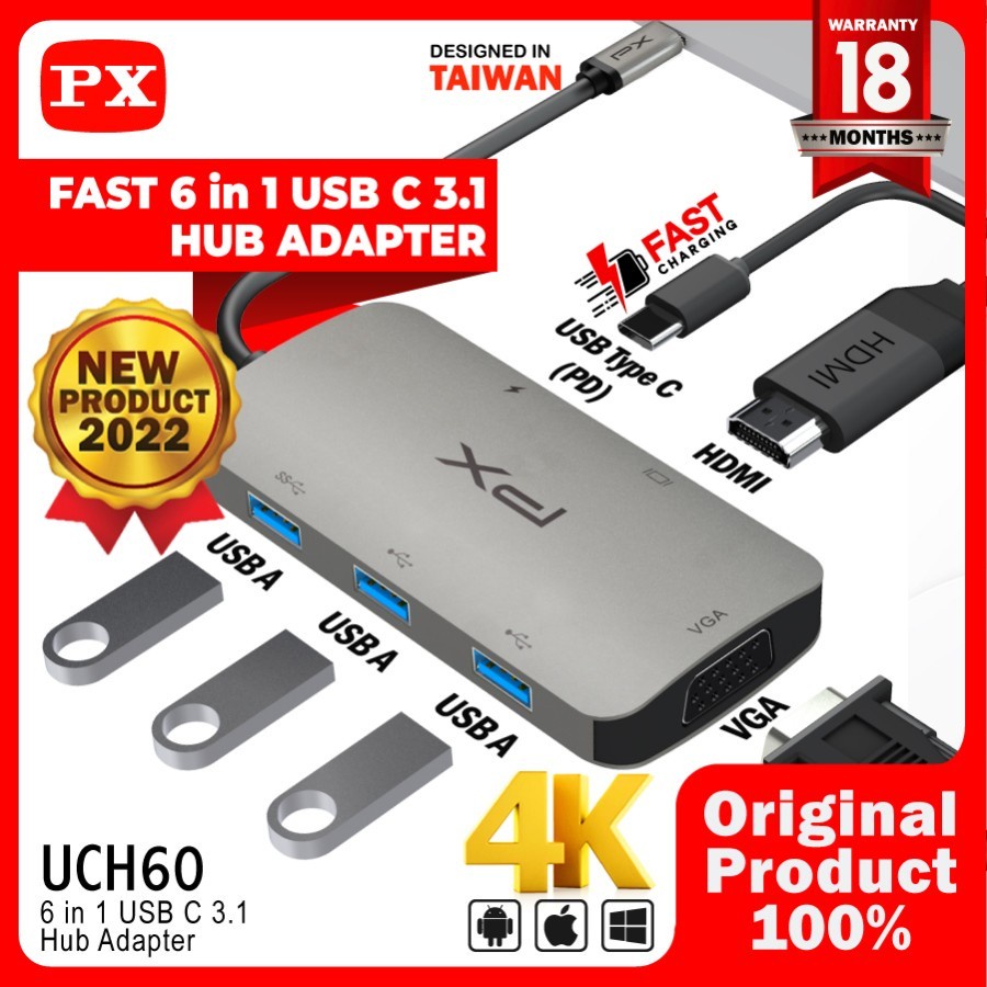 CONVERTER PX TYPE-C TO 6 IN 1 [PX UCH60]