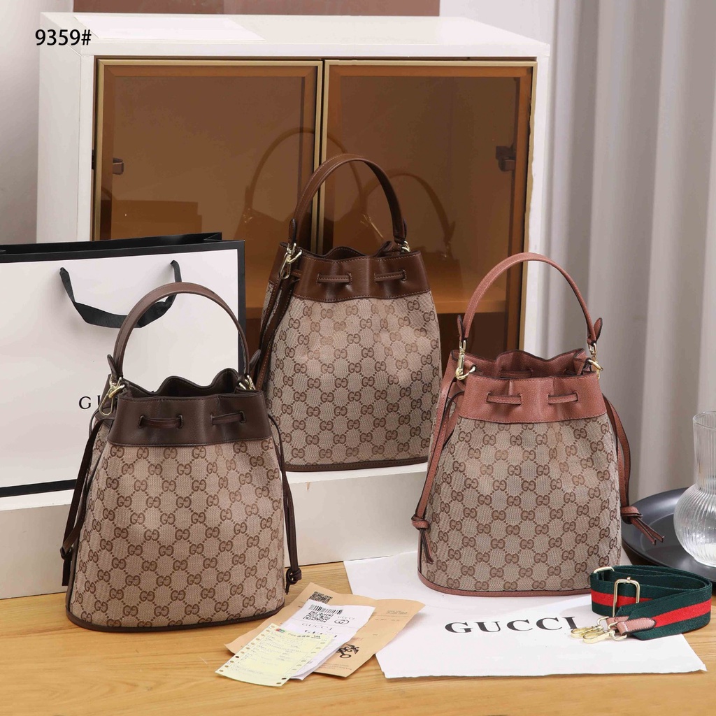 Gucci GG Canvas and Leather Bucket Bag 9395