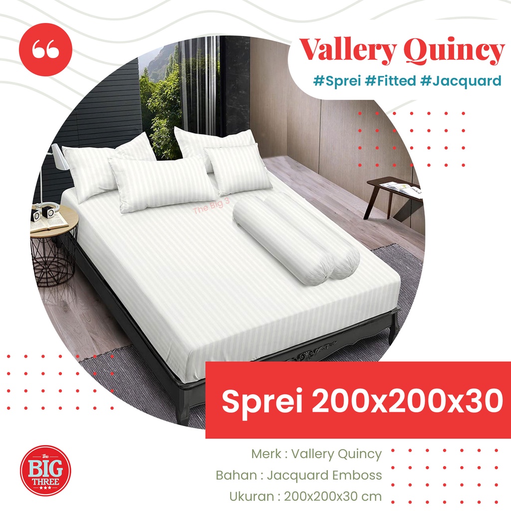 QUINCY VALLERY Sprei Polos 200x200 Tinggi 30 warna merah putih coklat biru ungu hijau tosca dark red light blue grey grape coffee yellow pink green - Super King Size 200 T30 SP Extra TBT