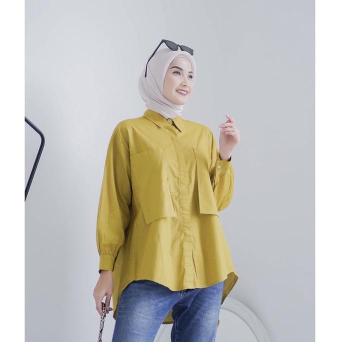 Seyha - Kalinea Top Atasan Wanita Shirt Fushia Kemeja Polos Belakang