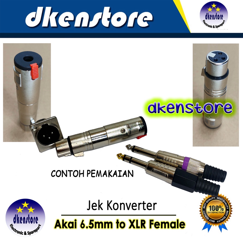 Jek konverter akai 6.5mm ke canon cewek jack adapter converter mic to xlr female