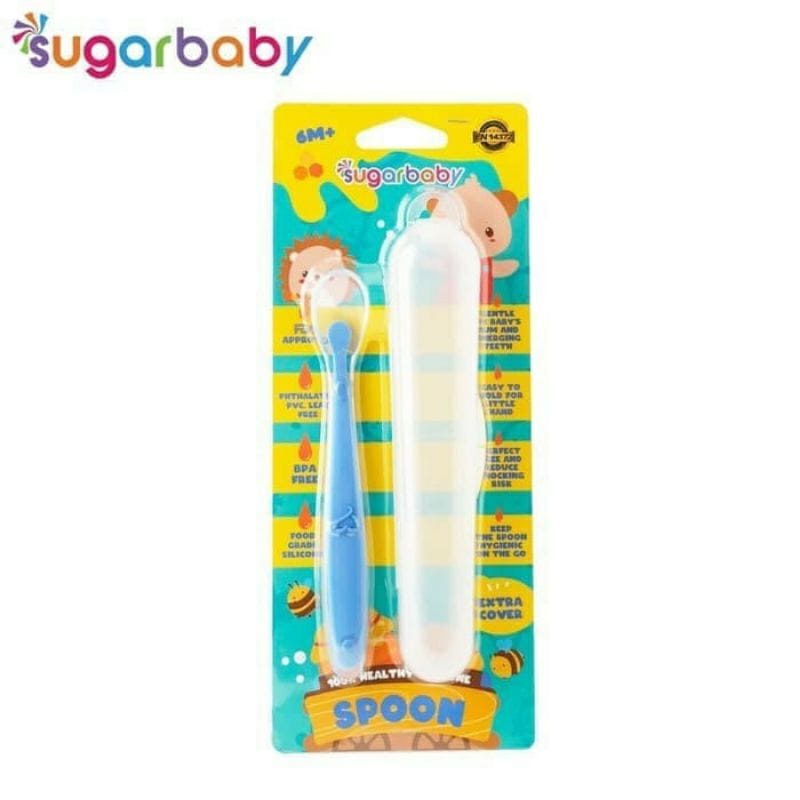 Sendok Sugar Baby Silicone Spoon with Cover / Sendok Bayi Silikon Sugar Baby Healthy Silicone Spoon sendok makan bayi SENDOK BAYI DENGAN WADAH SENDOK DENGAN TEMPAT TEMPAT SENDOK TRAVELING SENDOK SET BAYI sendok kerok sendok 2IN1 SENDOK SILICONE