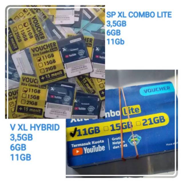 Kartu Perdana dan Voucher VC Vocer XL Extra Combo Lite kuota data internet 3,5gb 6gb 11gb