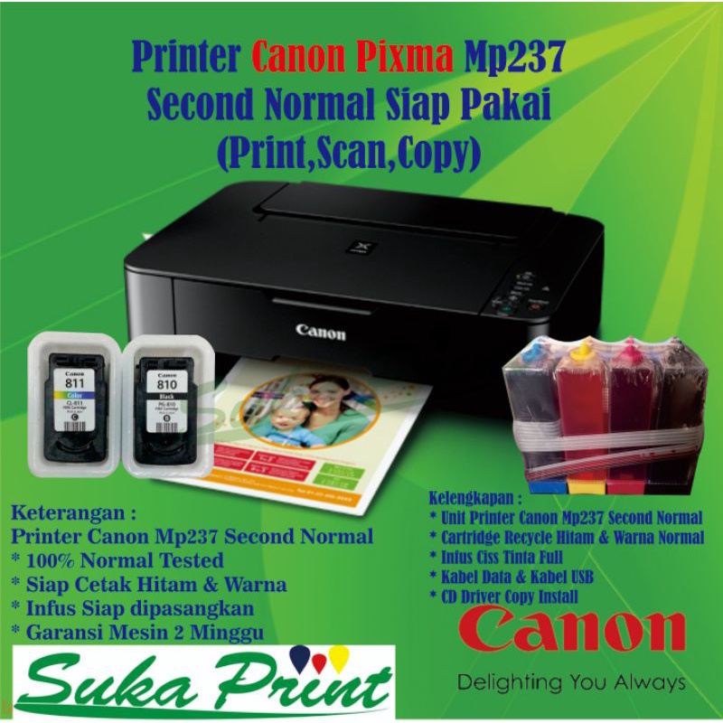 Printer Canon Mp237 Second Siap Pakai + Infus