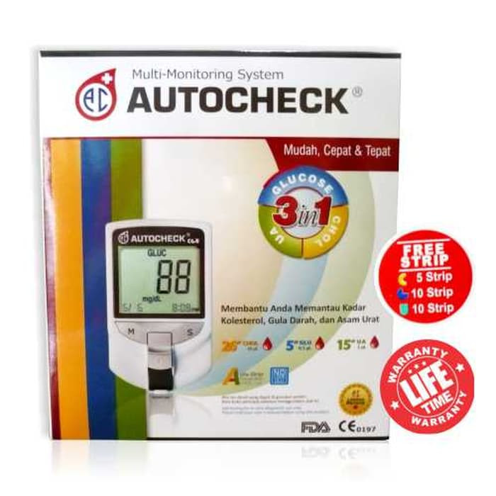 New Alat Cek Gula Darah Asam Urat Kolesterol Autocheck 3in1