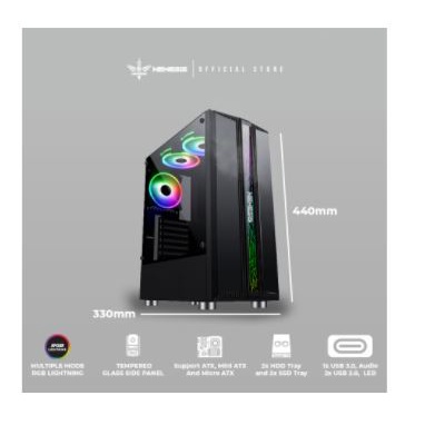 Casing komputer gaming nyk nemesis ATX tempered glass led strip rgb usb 3.0 shadow t30 t-30 - Pc case cpu