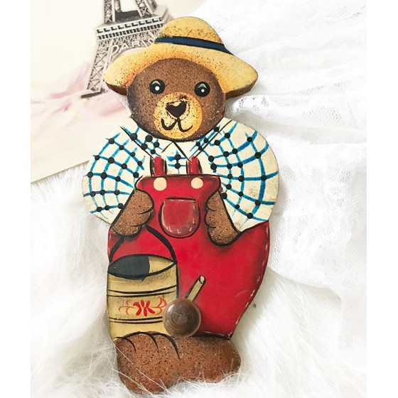 HANGER KAYU TEDDY BEAR/GANTUNGAN KAYU/HIASAN DINDING/DEKORASI DINDING