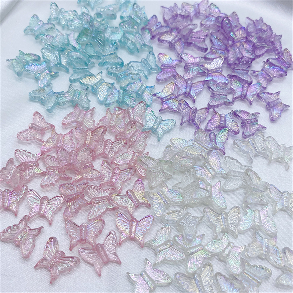 【COD Tangding】BUTTERFLY 20pcs Kupu-Kupu Bahan Akrilik Warna-Warni Transparan Untuk Kalung Dan Gelang