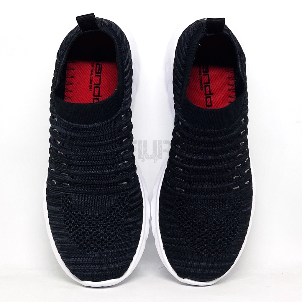 FIURI - ANDO ORIGINAL - ALBION HITAM 39-43 - SEPATU SNEAKERS PRIA - SEPATU OLAHRAGA PRIA - SEPATU KNIT RAJUT PRIA - SEPATU JOGGING PRIA - SEPATU SPORT - SEPATU SLIP ON PRIA - SEPATU COWOK