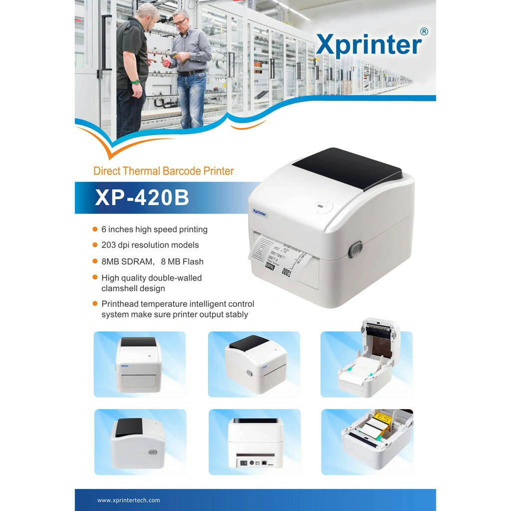 [WS] PRINTER BARCODE THERMAL / LABEL PRINTER XPRINTER  XP-420B SIZE 110MM / A6 -ORIGINAL