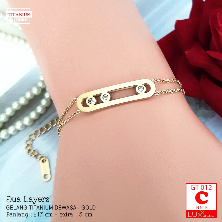 GT 012- Gelang Titanium Wanita Cantik Mata Zirkon Perhiasan Wanita Fashion Korea - Luxx Xuping