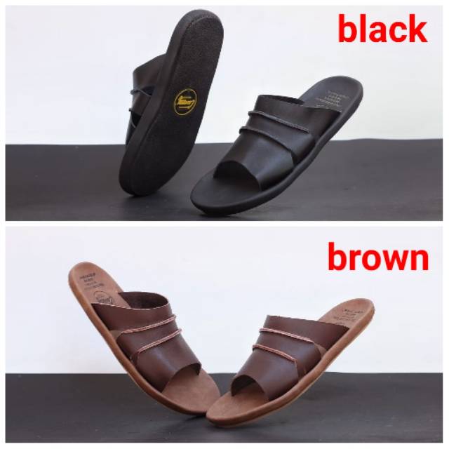 SANDAL KULIT PRIA CEVANY TAIM BLACK BROWN TAN KULIT SAPI ASLI ORIGINAL HANMADE