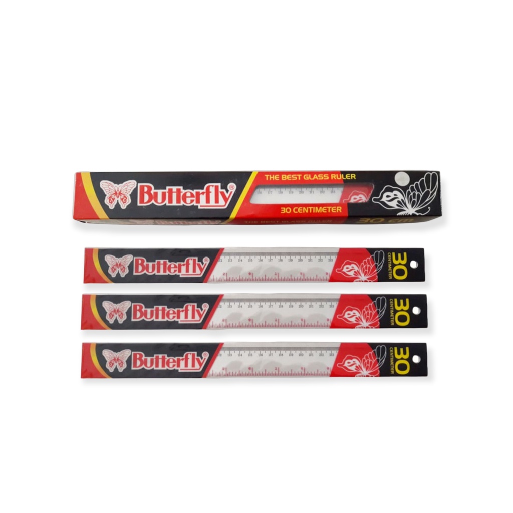 

Penggaris Butterfly 30cm /Penggaris Bening / Penggaris Transparan / Butterfly 30cm