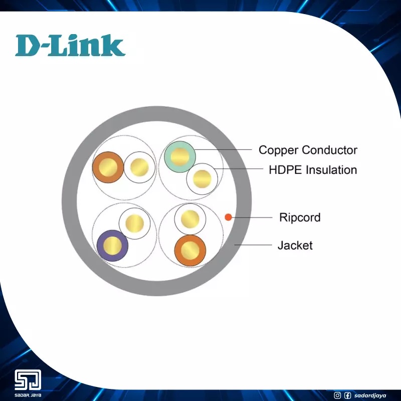 D-Link Solid Kabel UTP CAT 5e LAN Jaringan Internet Roll 305meter