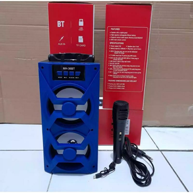 Speaker MH-36BT With Mic Karaoke - Speaker Bluetooth Karaoke MH 36BT