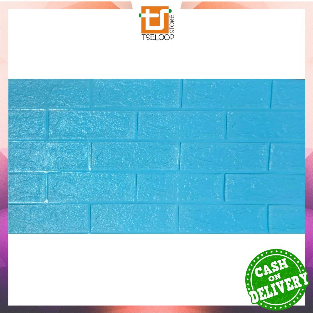 OFM-C206 Wallpaper Dinding Foam 3D Kecil Motif Batu Bata / Walpaper Stiker Dinding Dekorasi Kamar-Batu Bata BIRU
